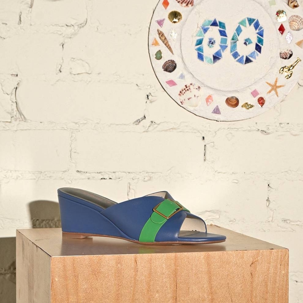Charlotte Stone Blue and Green Wedge Shoes